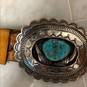 Ostrich/sterling silver/turquoise